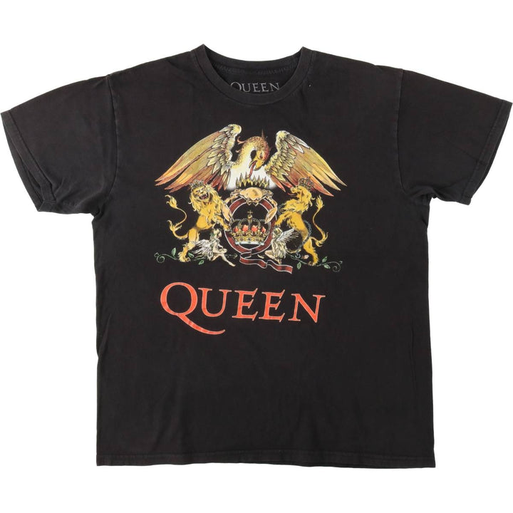 QUEEN Band T-shirt, Men's L size cotton black type Vintage Second Hand