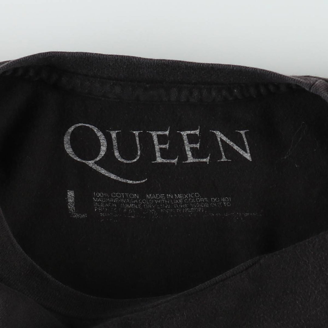 QUEEN Band T-shirt, Men's L size cotton black type Vintage Second Hand