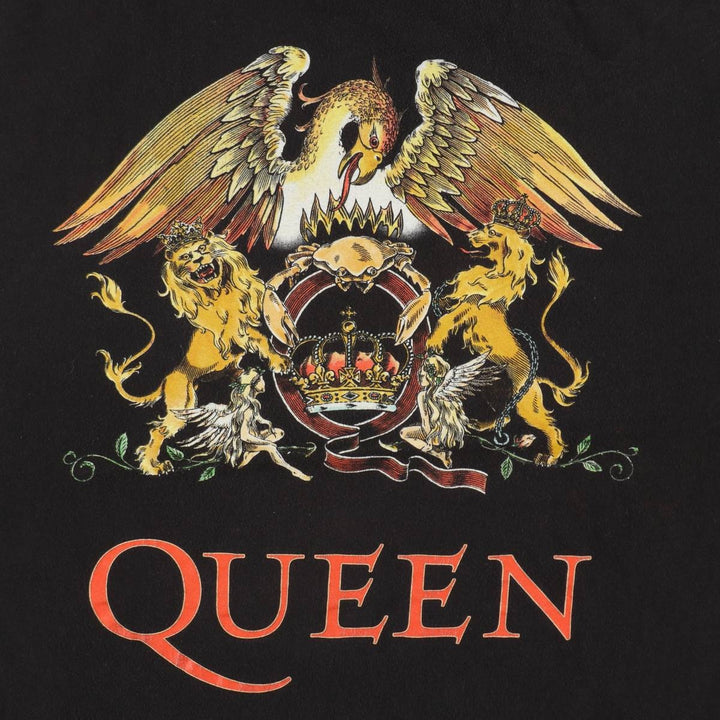 QUEEN Band T-shirt, Men's L size cotton black type Vintage Second Hand