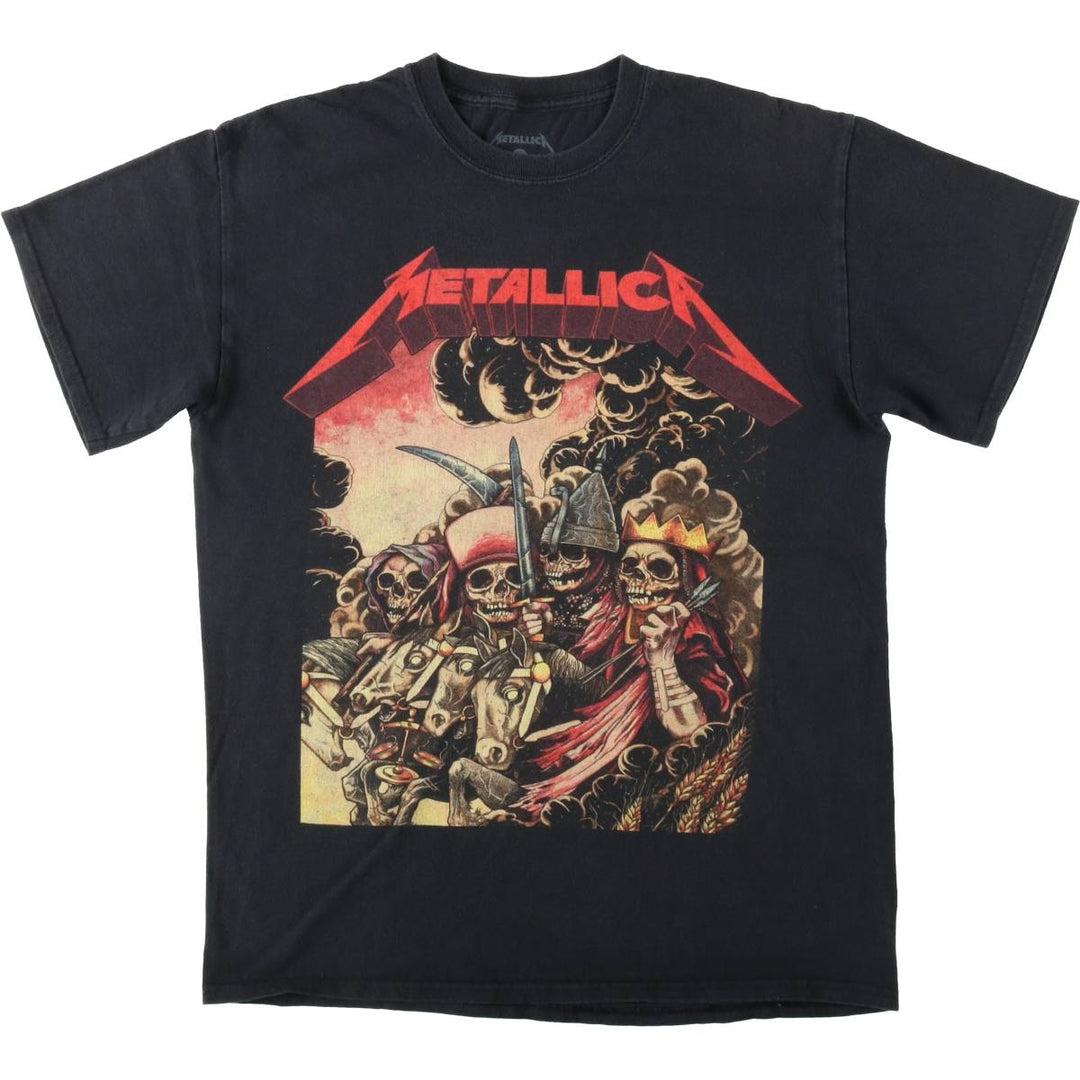 METALLICA Skull Pattern Band T-shirt Band Tee Men's M size cotton black type Vintage Second Hand