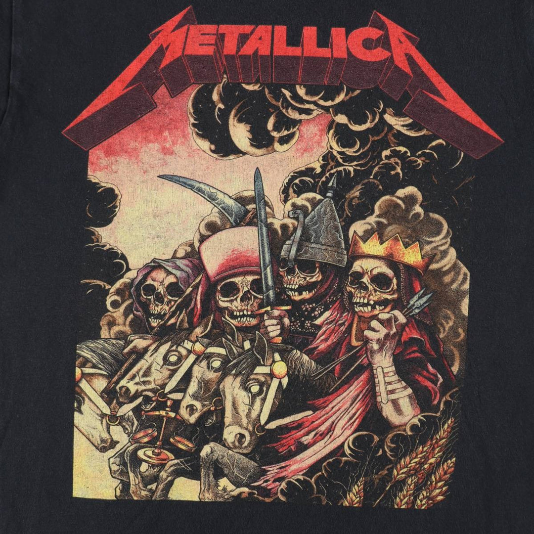 METALLICA Skull Pattern Band T-shirt Band Tee Men's M size cotton black type Vintage Second Hand