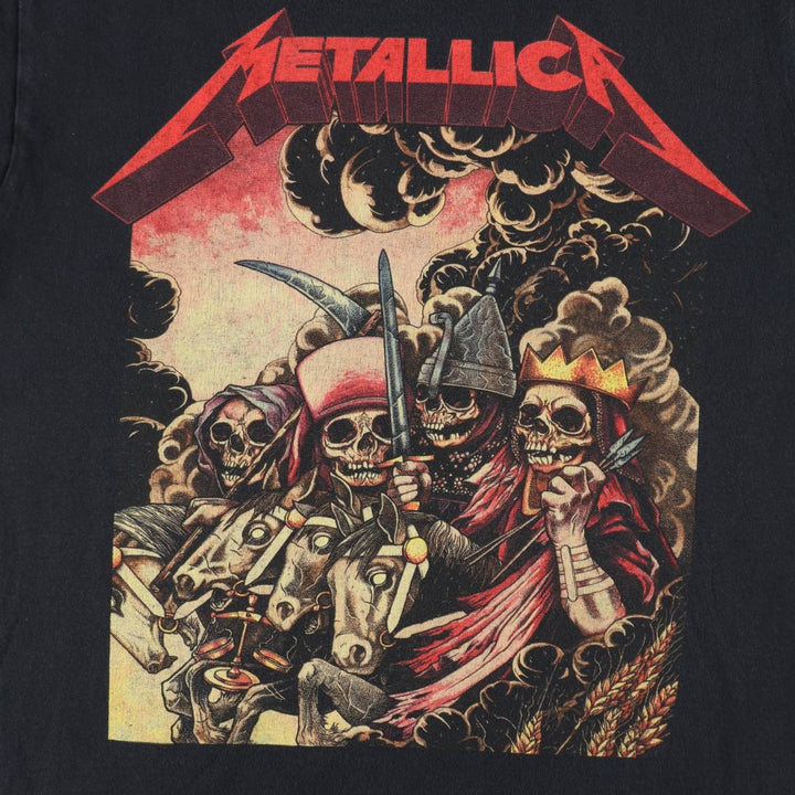 METALLICA Skull Pattern Band T-shirt Band Tee Men's M size cotton black type Vintage Second Hand