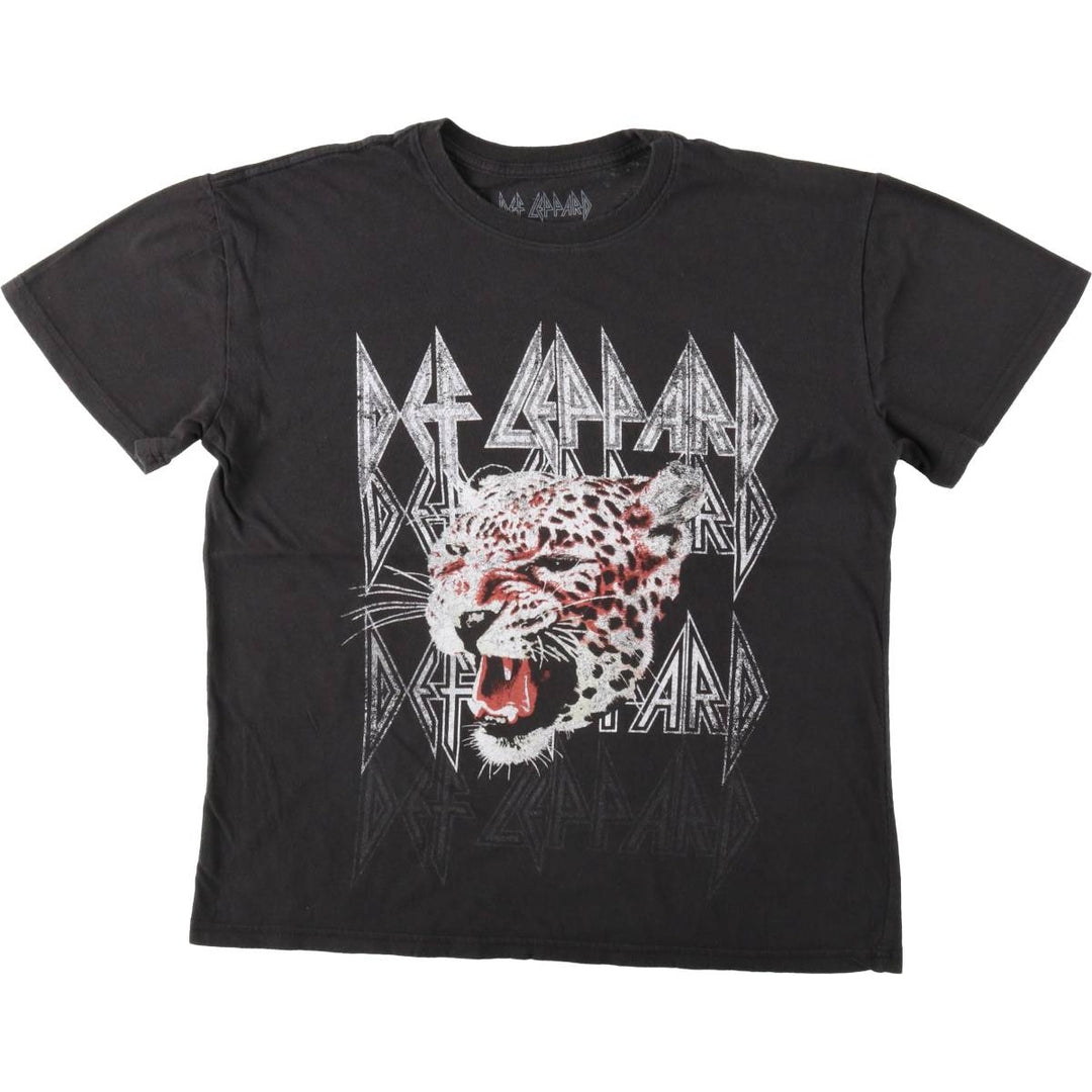 DEF LEPPARD Def Leppard Band T-shirt Band T Men's L size cotton black type Vintage Second Hand
