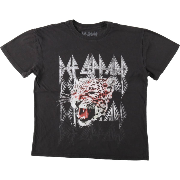 DEF LEPPARD Def Leppard Band T-shirt Band T Men's L size cotton black type Vintage Second Hand