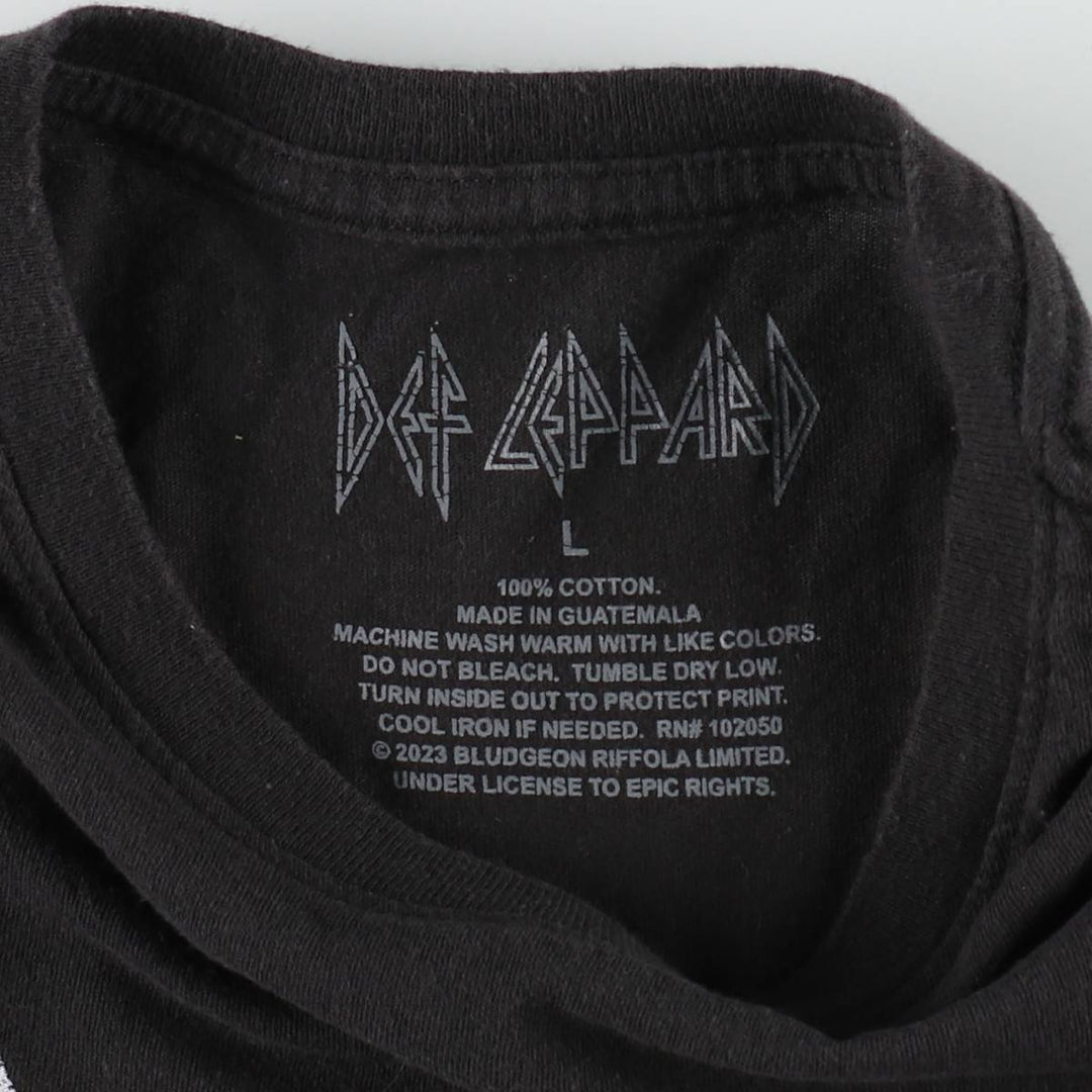 DEF LEPPARD Def Leppard Band T-shirt Band T Men's L size cotton black type Vintage Second Hand