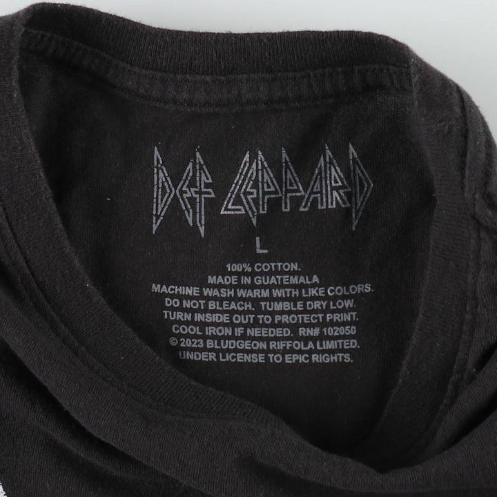 DEF LEPPARD Def Leppard Band T-shirt Band T Men's L size cotton black type Vintage Second Hand
