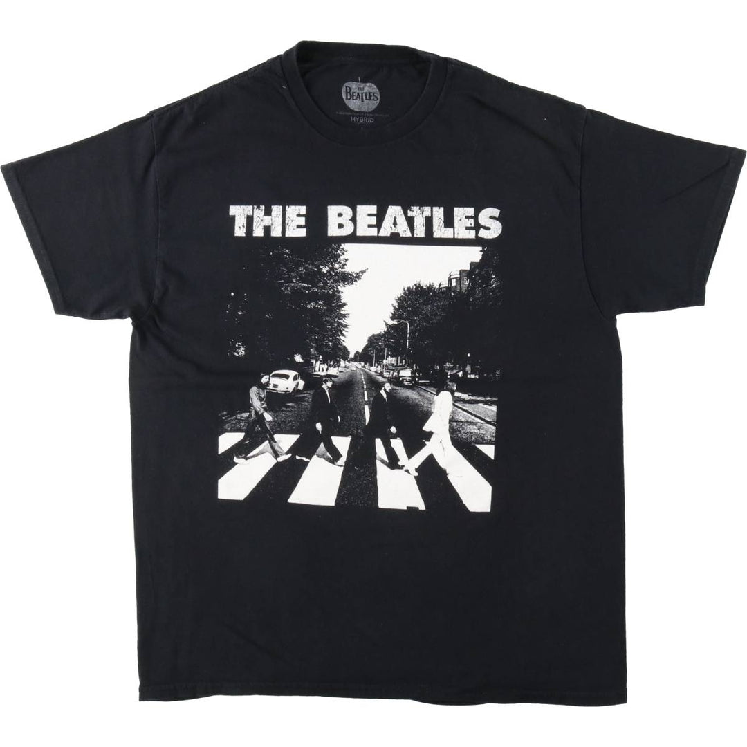 THE BEATLES Band T-shirt, Men's L size cotton black type Vintage Second Hand