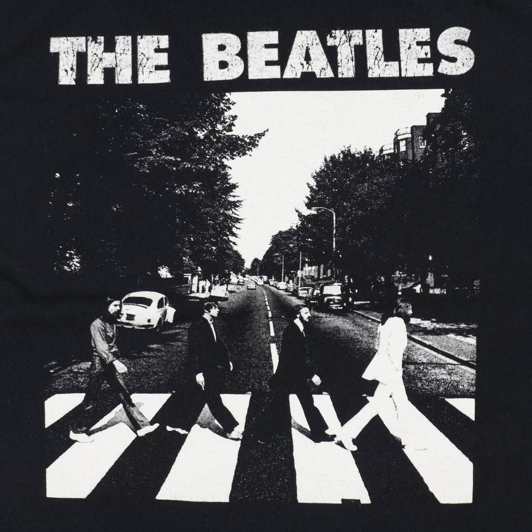 THE BEATLES Band T-shirt, Men's L size cotton black type Vintage Second Hand