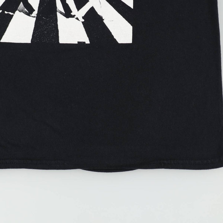 THE BEATLES Band T-shirt, Men's L size cotton black type Vintage Second Hand