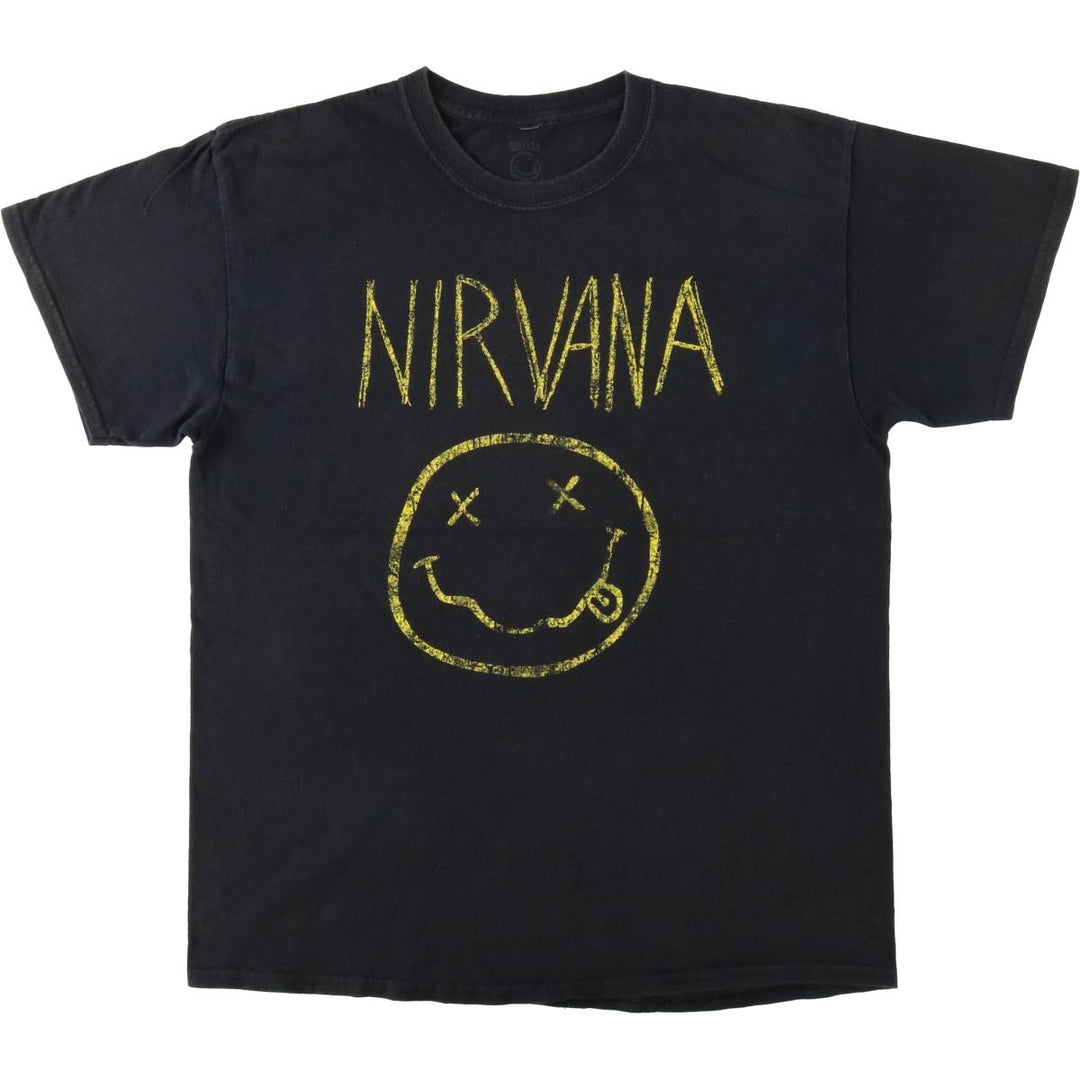 NIRVANA Nirvana Band T-shirt, Band T, Men's L size cotton black type Vintage Second Hand