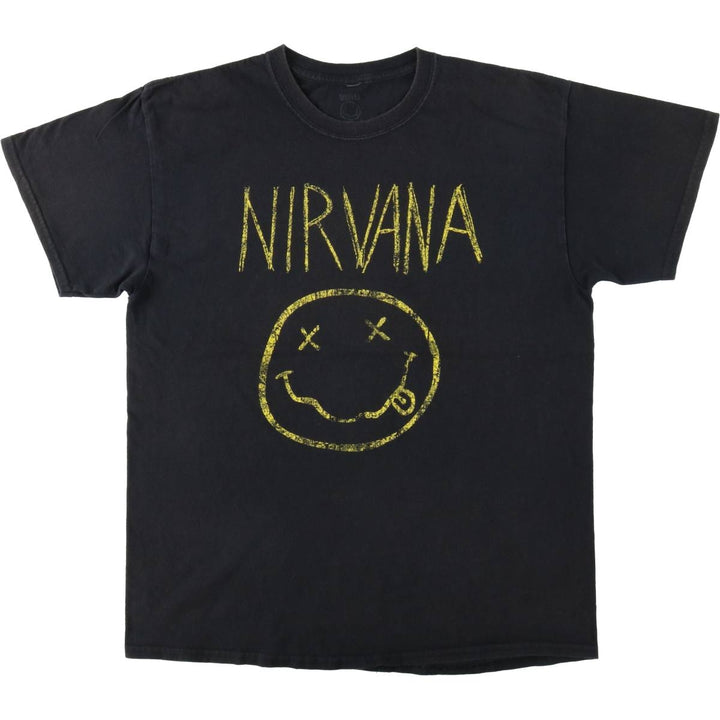 NIRVANA Nirvana Band T-shirt, Band T, Men's L size cotton black type Vintage Second Hand