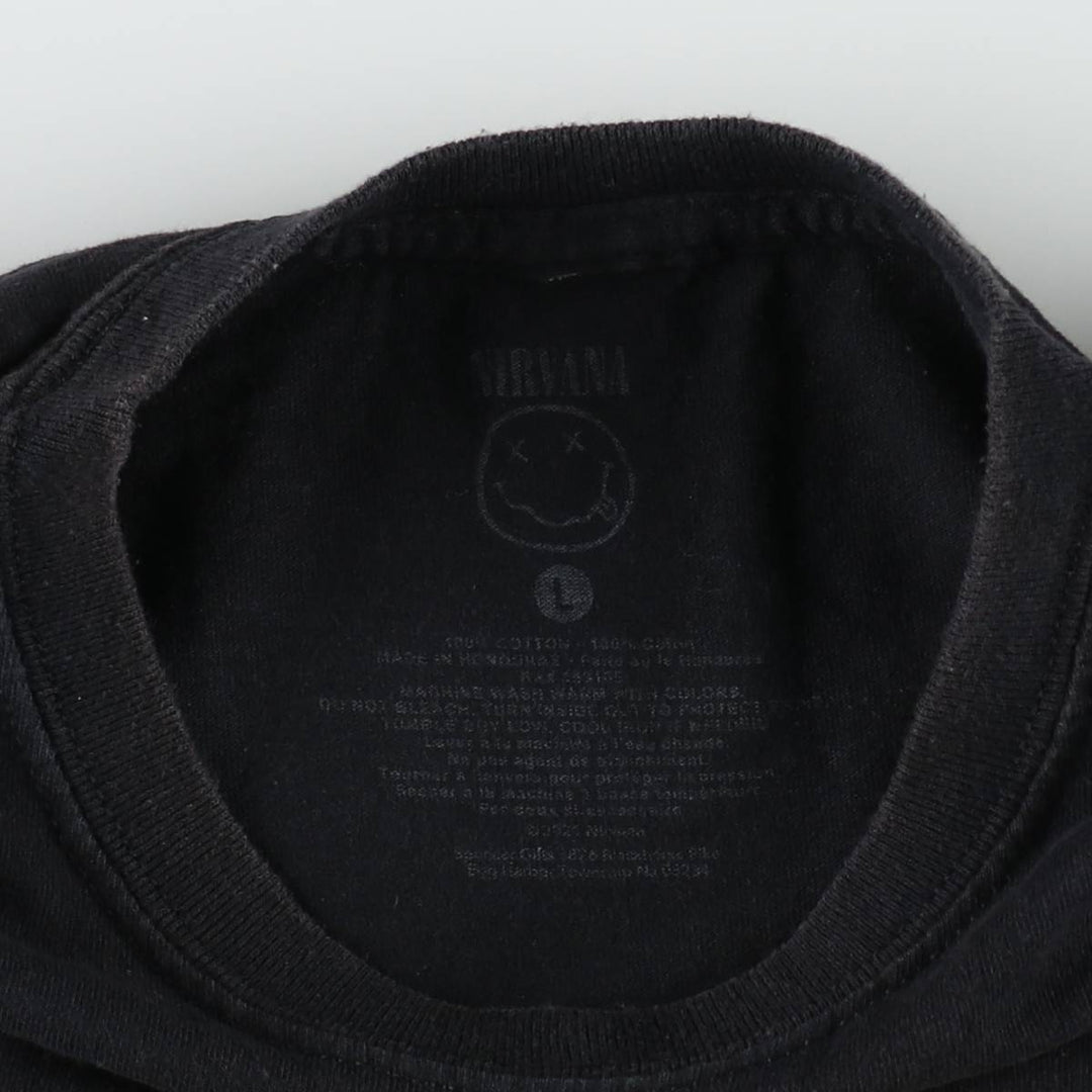 NIRVANA Nirvana Band T-shirt, Band T, Men's L size cotton black type Vintage Second Hand