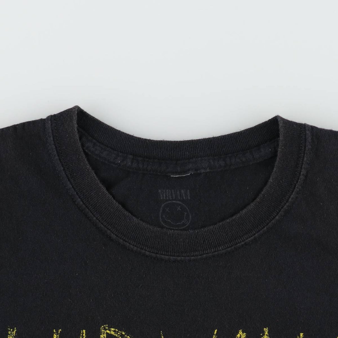 NIRVANA Nirvana Band T-shirt, Band T, Men's L size cotton black type Vintage Second Hand