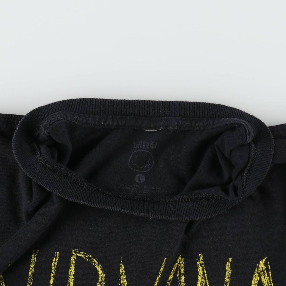 NIRVANA Nirvana Band T-shirt, Band T, Men's L size cotton black type Vintage Second Hand