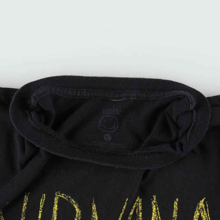 NIRVANA Nirvana Band T-shirt, Band T, Men's L size cotton black type Vintage Second Hand