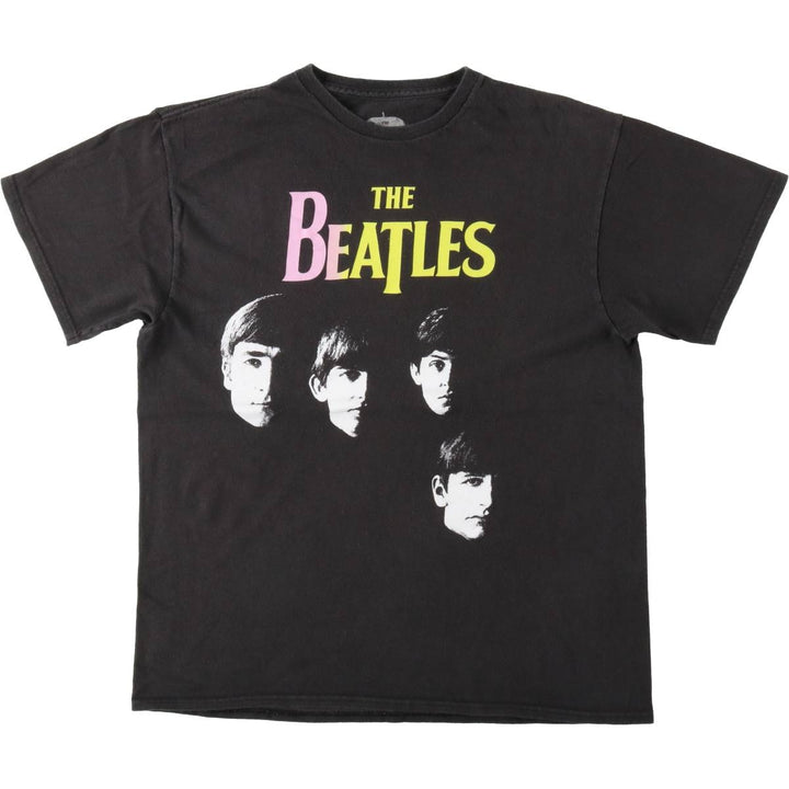 THE BEATLES Band T-shirt, Men's L size cotton black type Vintage Second Hand