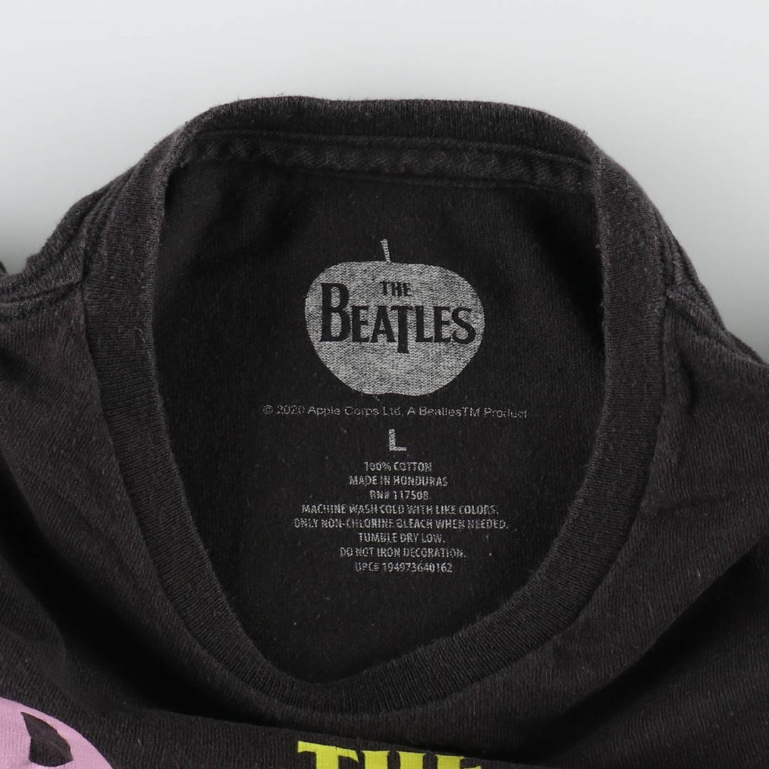 THE BEATLES Band T-shirt, Men's L size cotton black type Vintage Second Hand