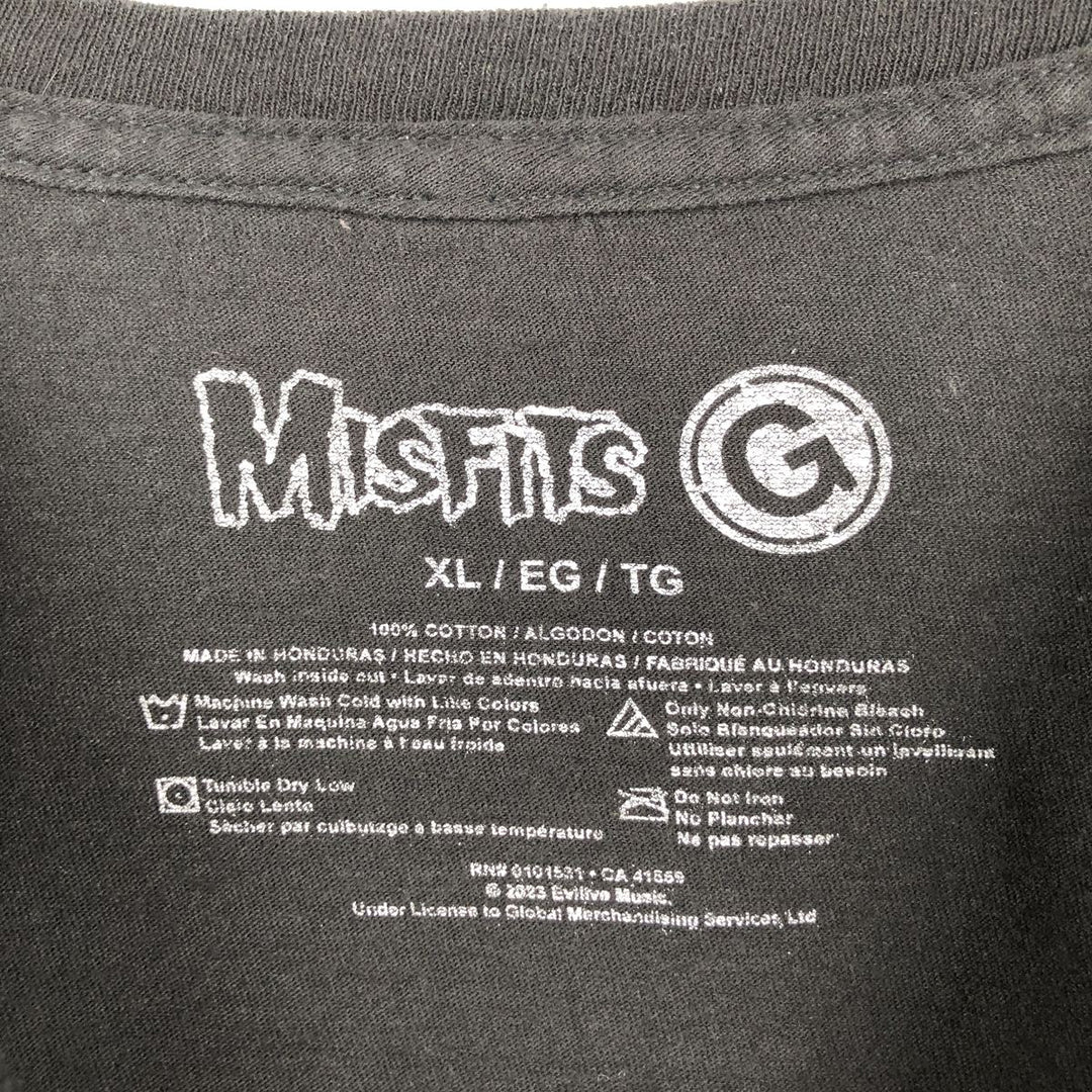 MISFITS Skull Pattern Band T-shirt, Men's XL size cotton black type Vintage Second Hand