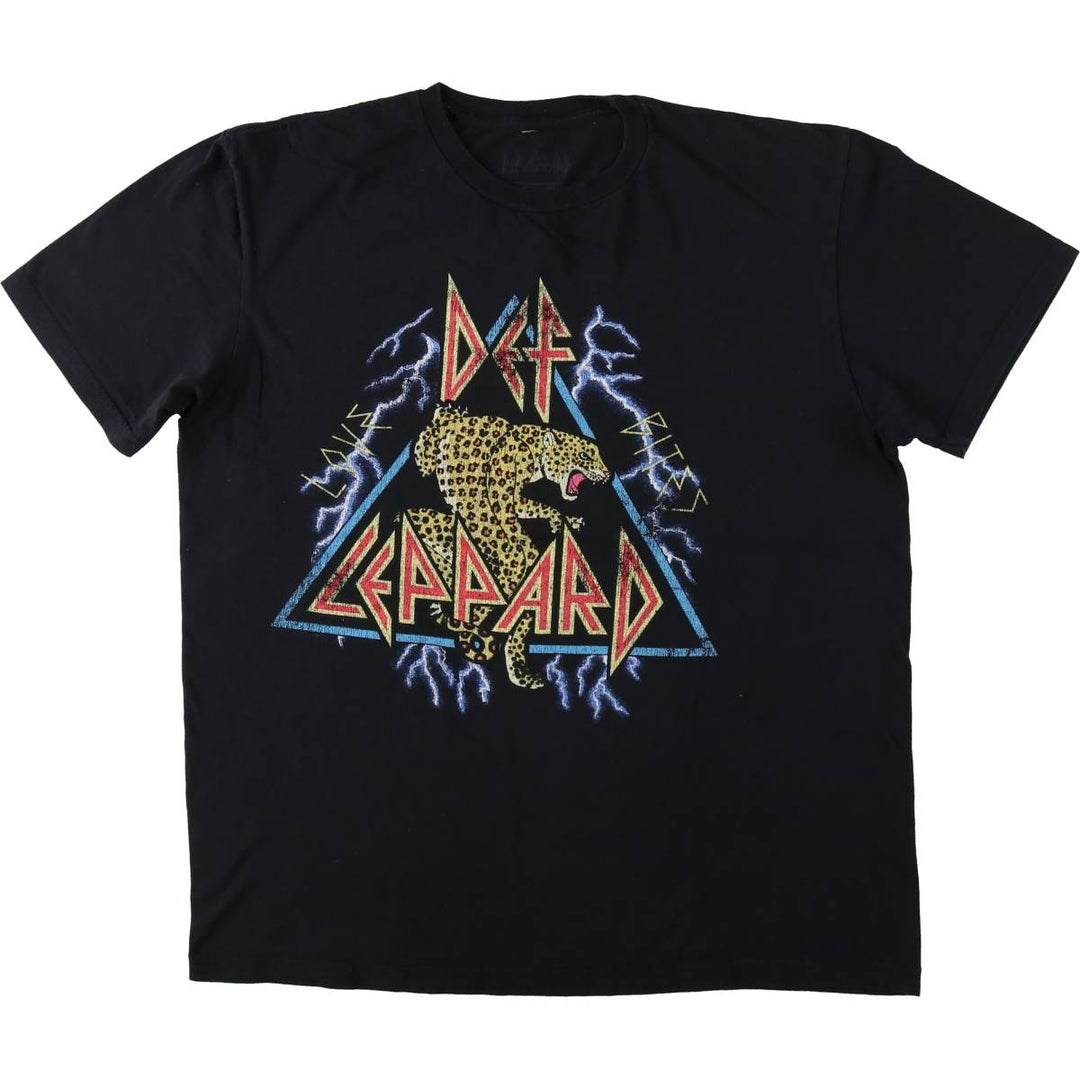 DEF LEPPARD Def Leppard Band T-shirt Band T Men's L size cotton black type Vintage Second Hand