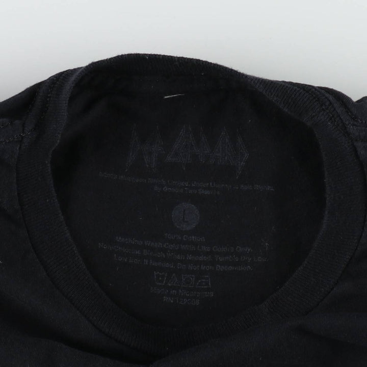 DEF LEPPARD Def Leppard Band T-shirt Band T Men's L size cotton black type Vintage Second Hand