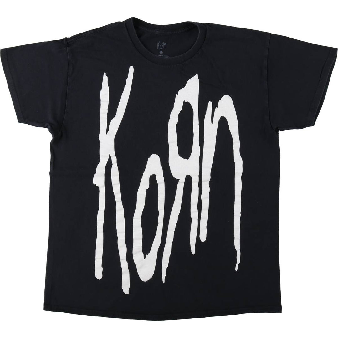 KORN band T-shirt, band T, men's size L cotton black type Vintage Second Hand