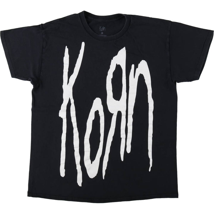 KORN band T-shirt, band T, men's size L cotton black type Vintage Second Hand