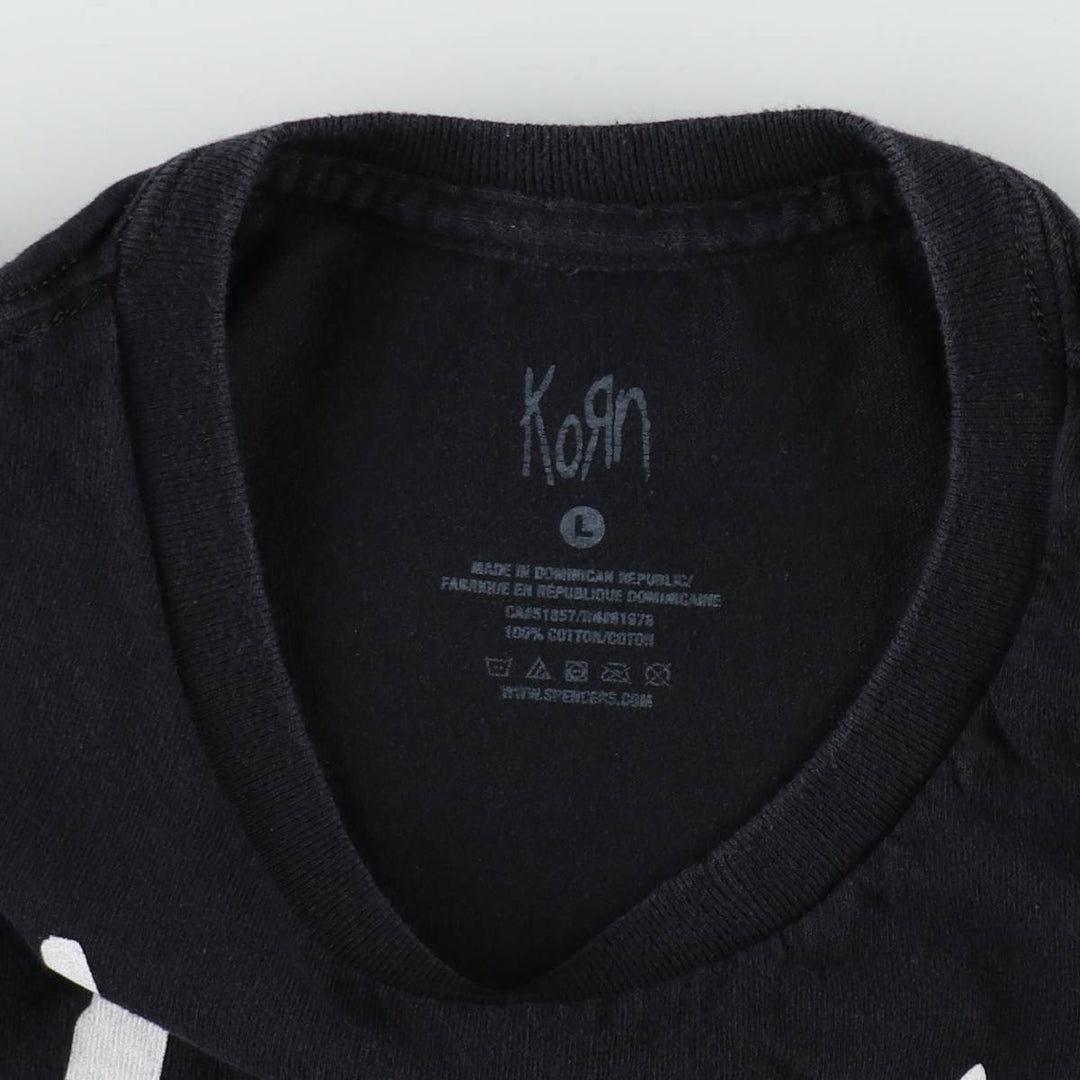 KORN band T-shirt, band T, men's size L cotton black type Vintage Second Hand