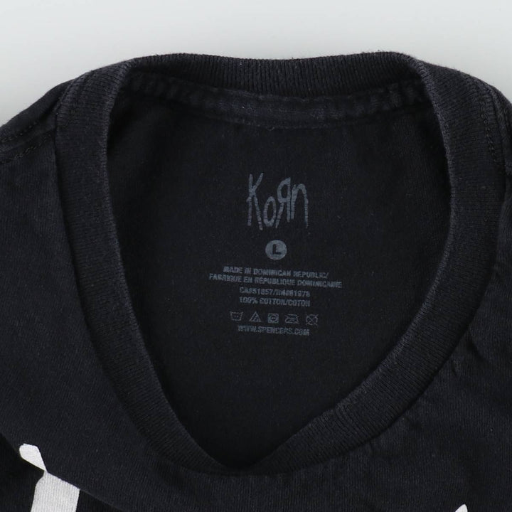 KORN band T-shirt, band T, men's size L cotton black type Vintage Second Hand