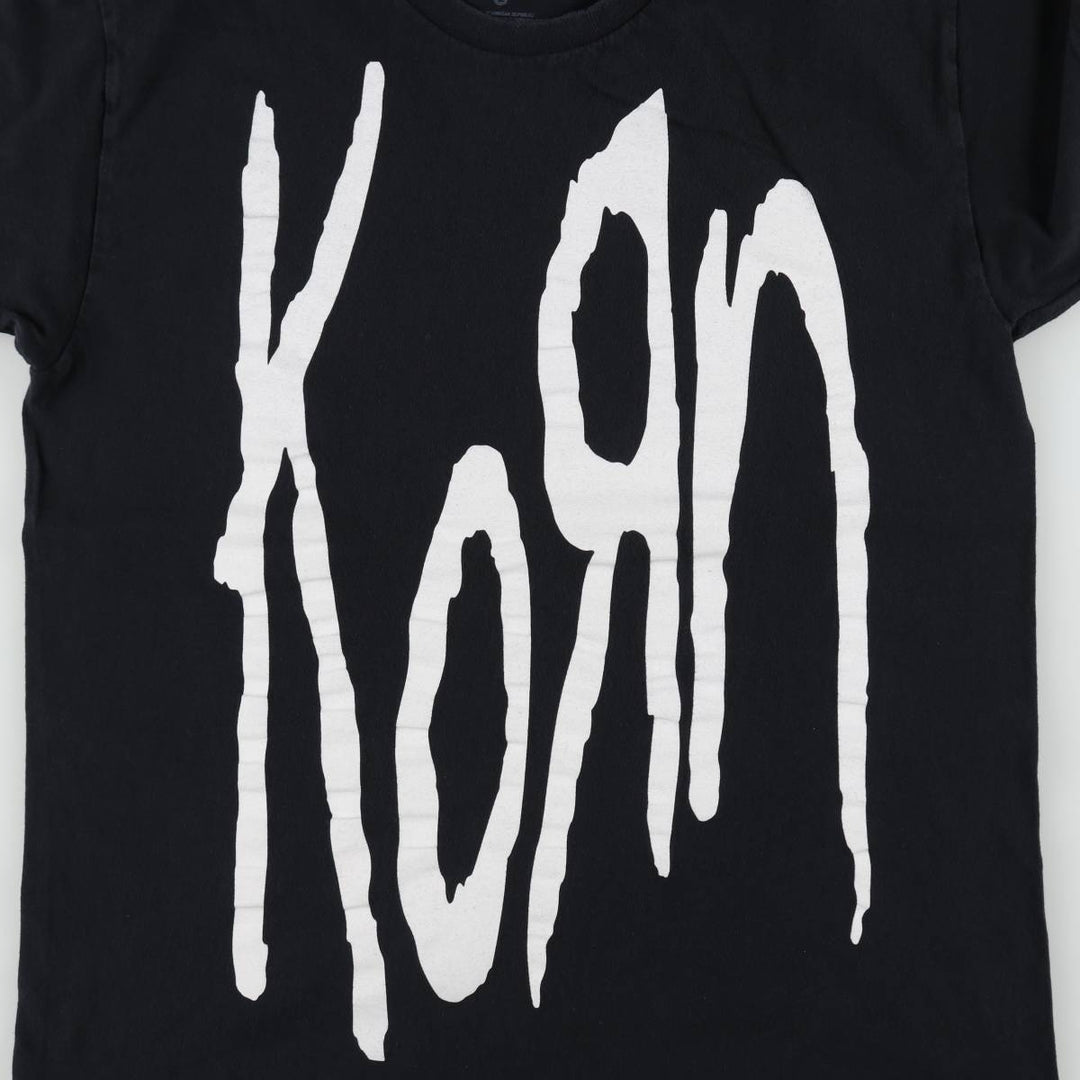 KORN band T-shirt, band T, men's size L cotton black type Vintage Second Hand