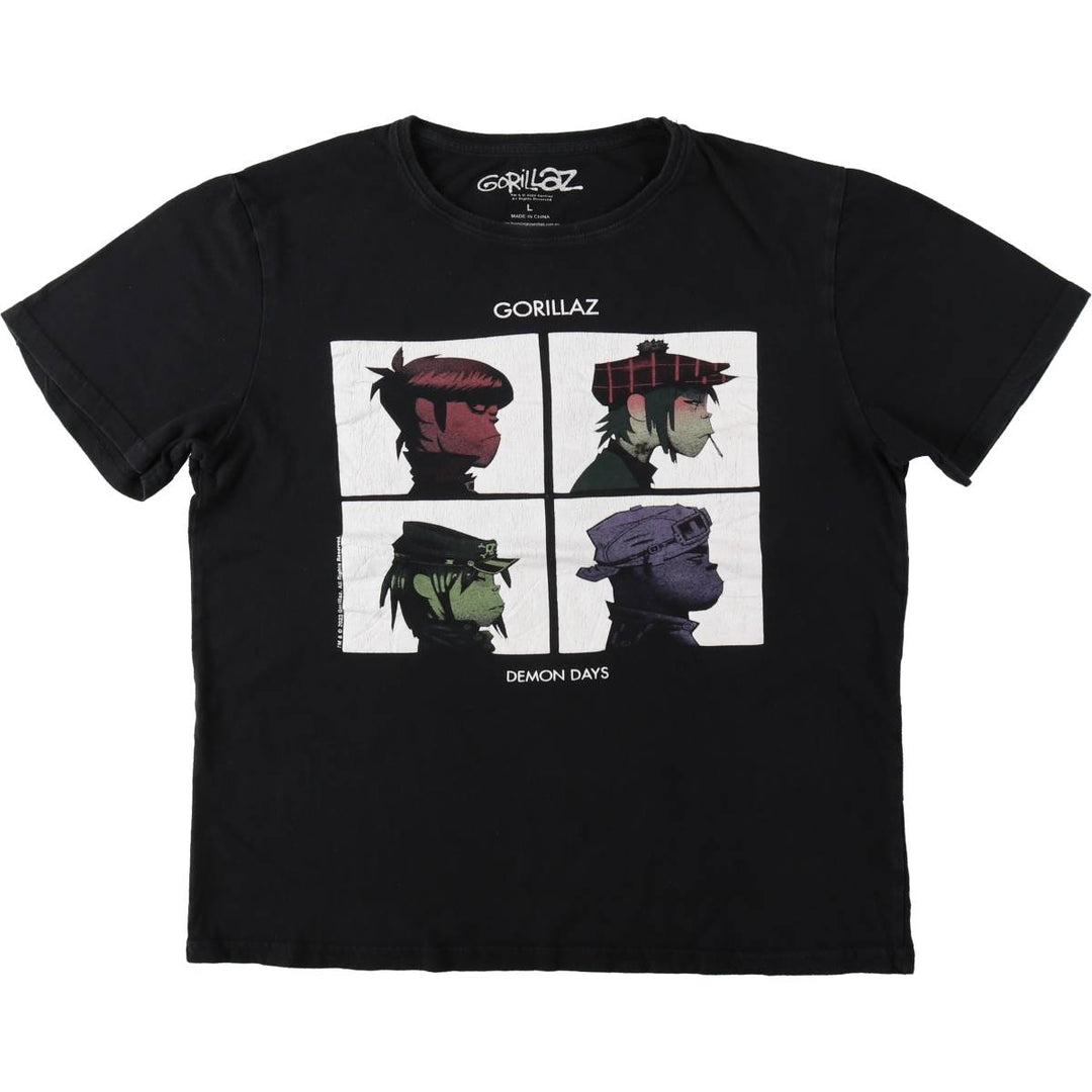GORILLAZ Gorillaz Band T-shirt Band T Men's L size cotton black type Vintage Second Hand