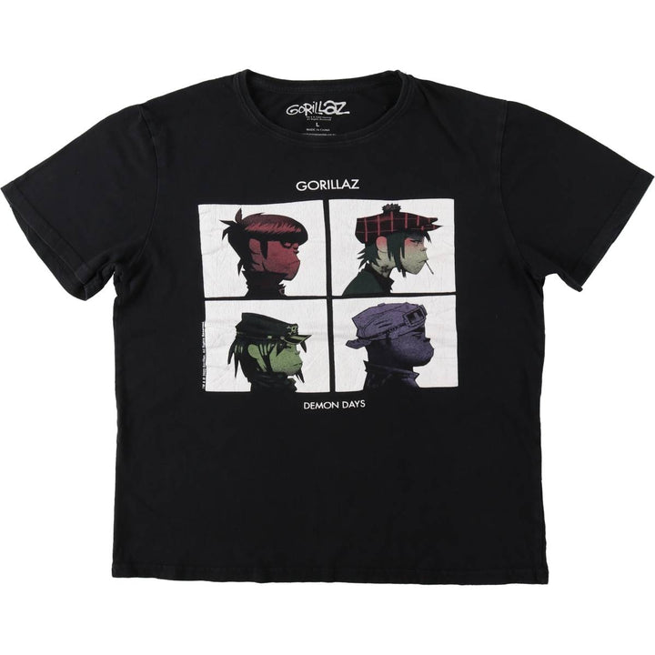 GORILLAZ Gorillaz Band T-shirt Band T Men's L size cotton black type Vintage Second Hand