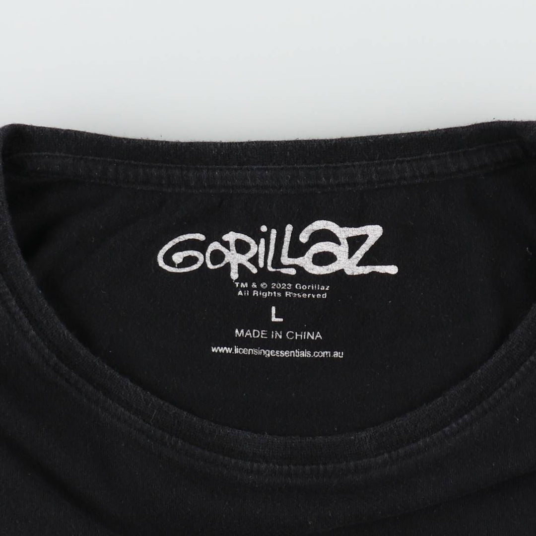 GORILLAZ Gorillaz Band T-shirt Band T Men's L size cotton black type Vintage Second Hand