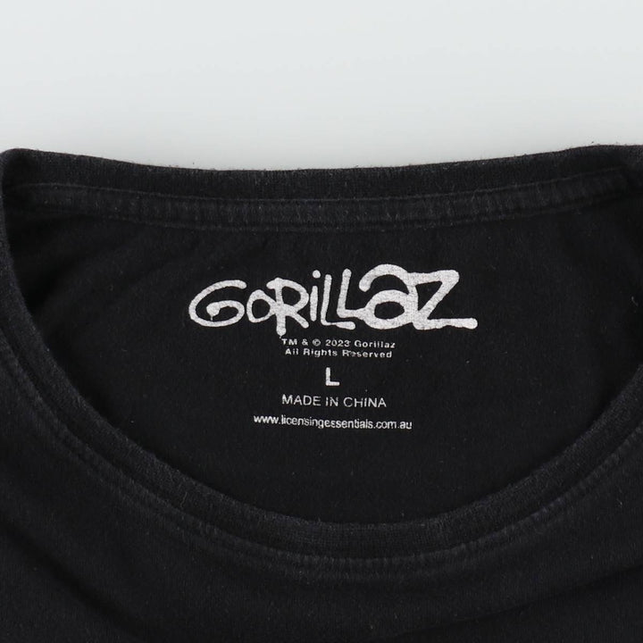 GORILLAZ Gorillaz Band T-shirt Band T Men's L size cotton black type Vintage Second Hand