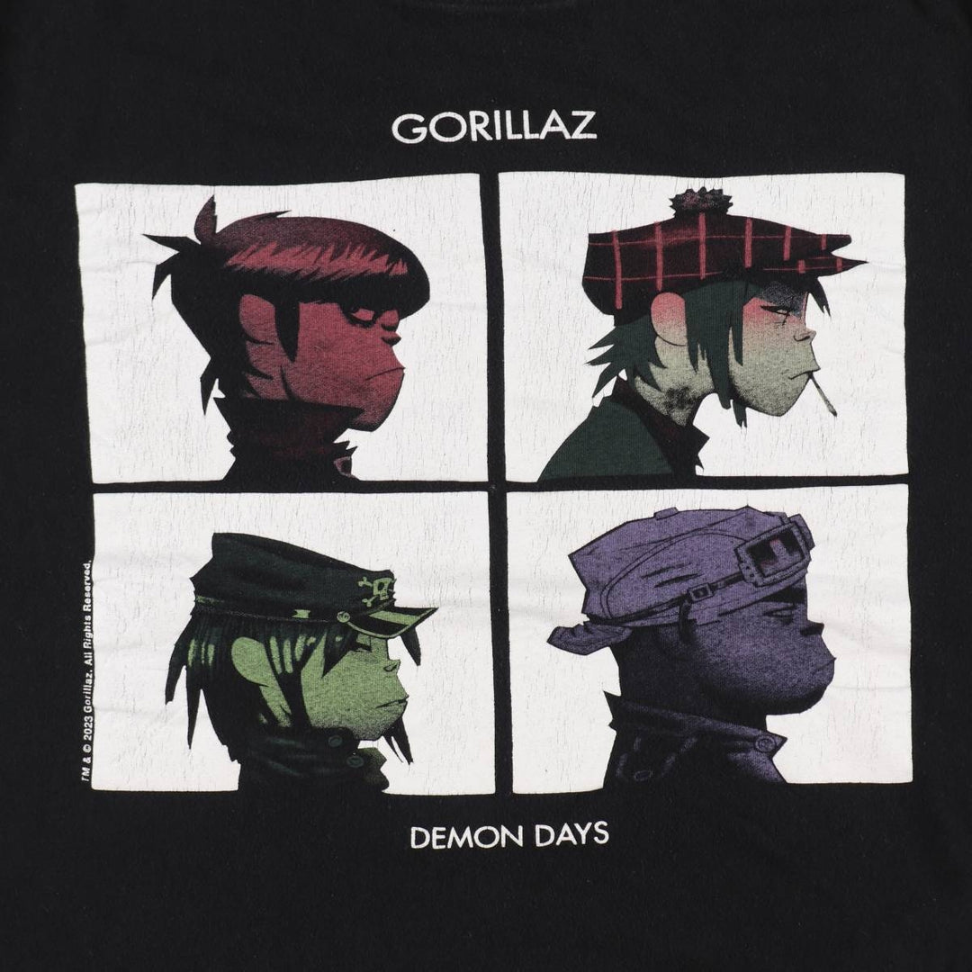 GORILLAZ Gorillaz Band T-shirt Band T Men's L size cotton black type Vintage Second Hand