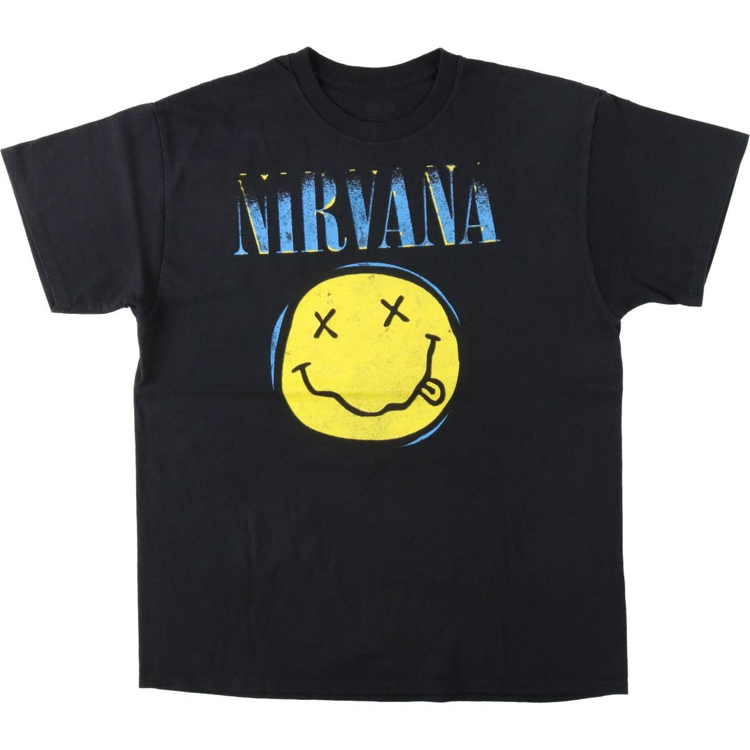 NIRVANA Nirvana Band T-shirt, Band T, Men's L size unclear black type Vintage Second Hand