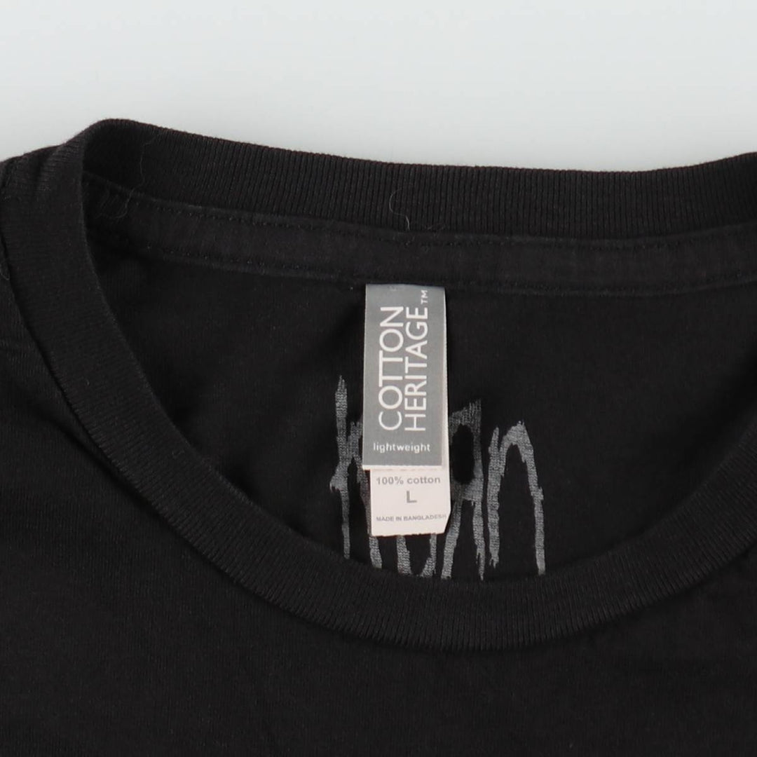 COTTON HERITAGE KORN Band T-shirt (Men's size L equivalent) cotton black type Vintage Second Hand