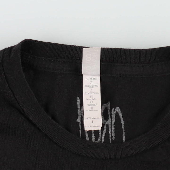 COTTON HERITAGE KORN Band T-shirt (Men's size L equivalent) cotton black type Vintage Second Hand