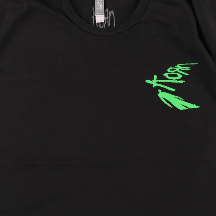 COTTON HERITAGE KORN Band T-shirt (Men's size L equivalent) cotton black type Vintage Second Hand