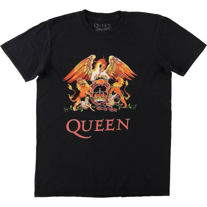 QUEEN Band T-shirt, Men's M size cotton black type Vintage Second Hand