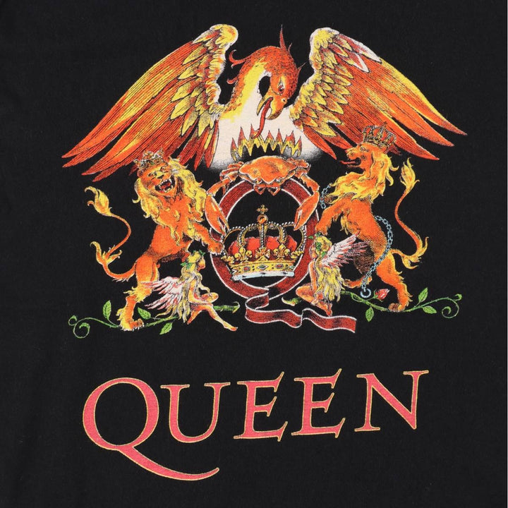 QUEEN Band T-shirt, Men's M size cotton black type Vintage Second Hand