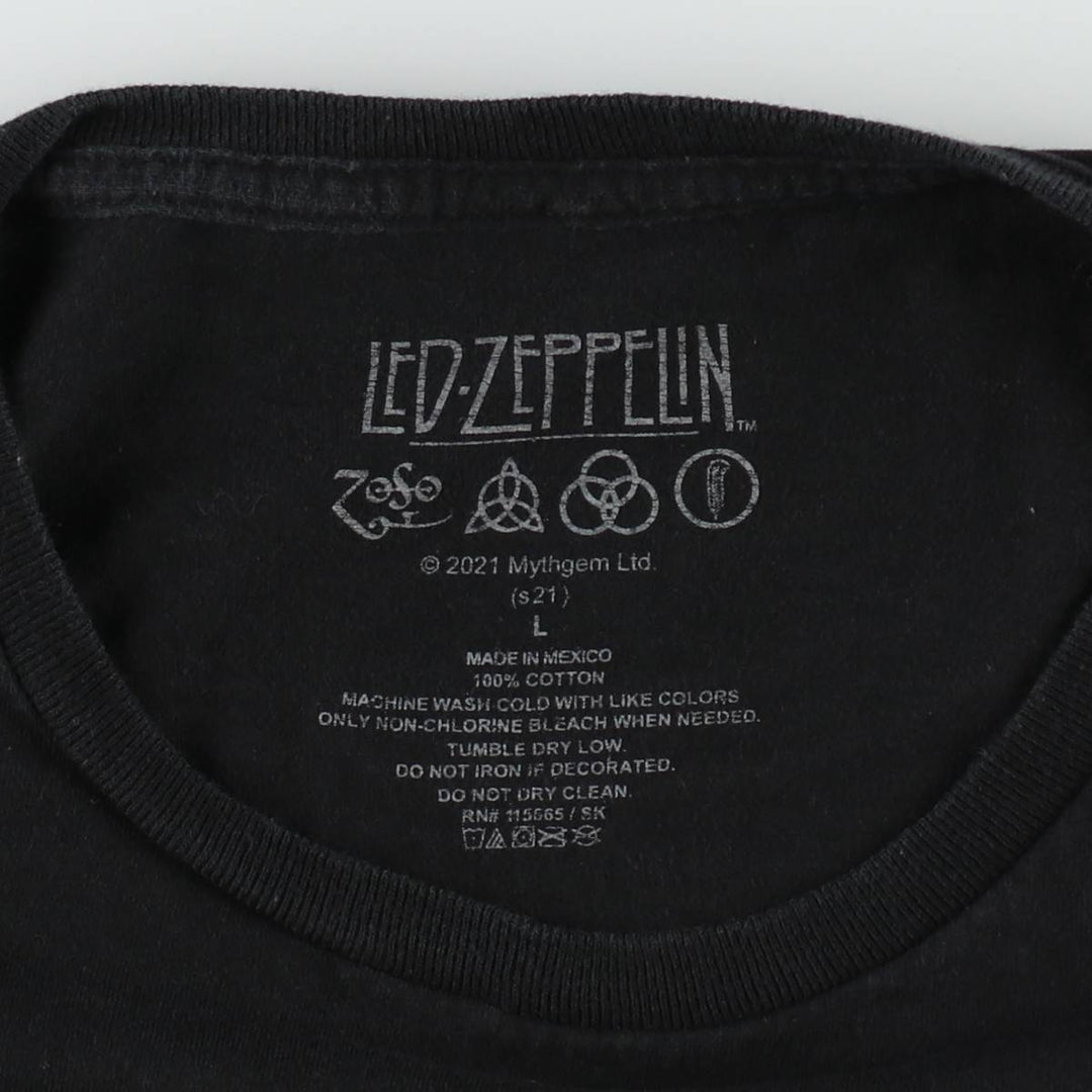 Led Zeppelin Band T-shirt, Band T, Men's L size cotton black type Vintage Second Hand
