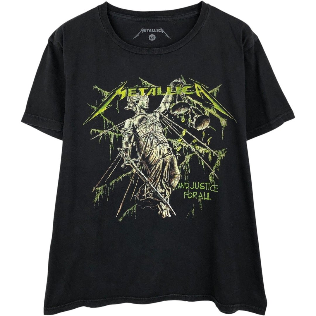 METALLICA printed band t-shirt, men's size L. unclear black type Vintage Second Hand