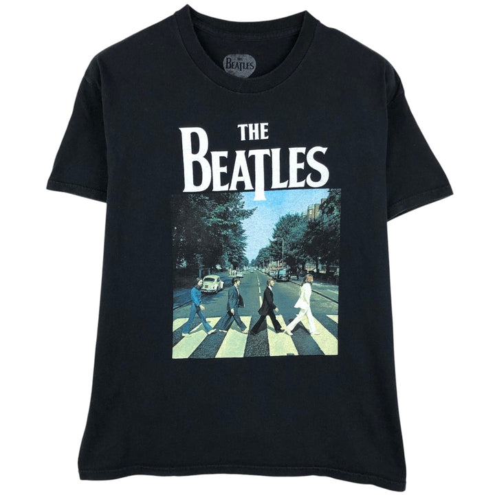 THE BEATLES Band T-shirt, Men's L size cotton black type Vintage Second Hand