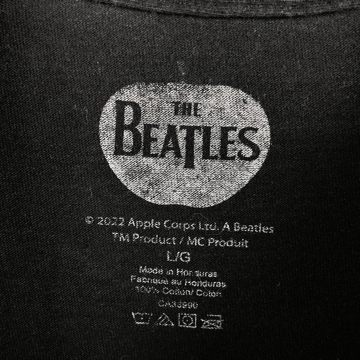 THE BEATLES Band T-shirt, Men's L size cotton black type Vintage Second Hand