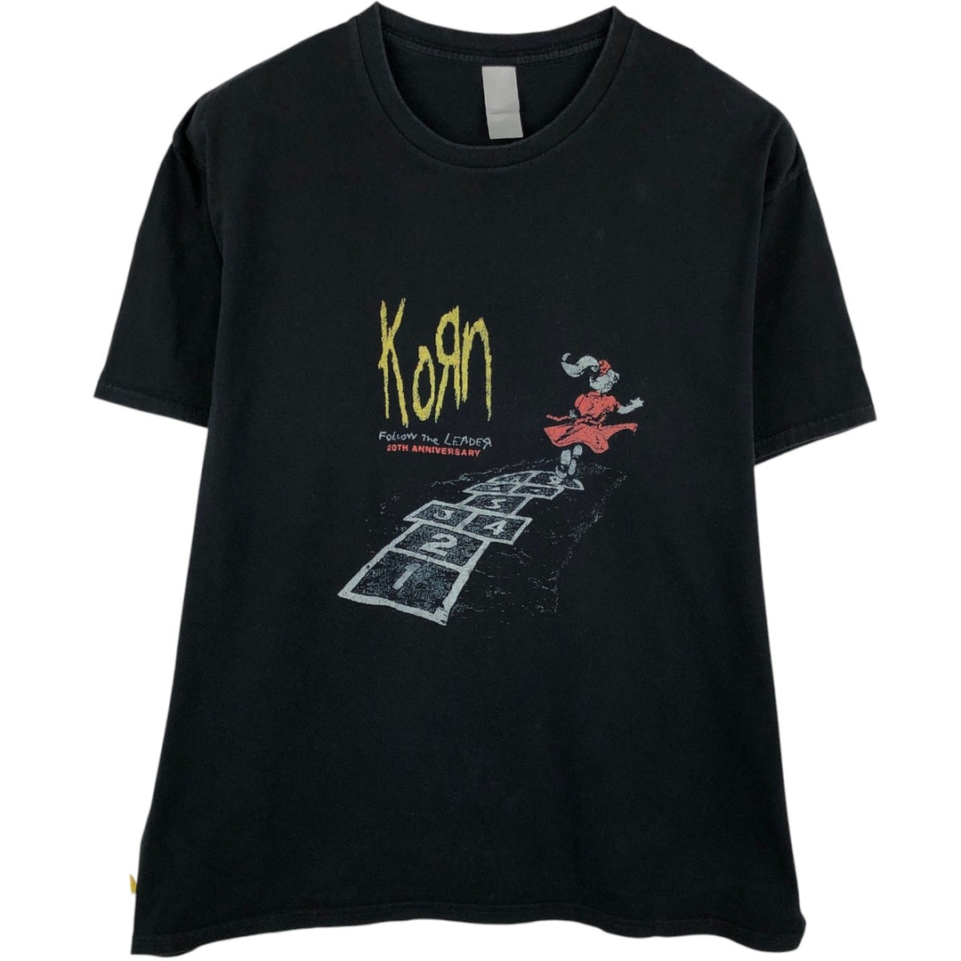 KORN Print Band T-Shirt (Men's Size L) unclear black type Vintage Second Hand
