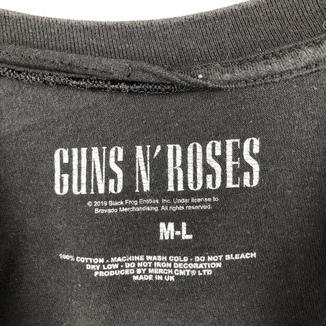 Guns N' Roses band t-shirt, made in the UK, men's size M. cotton black type Vintage Second Hand