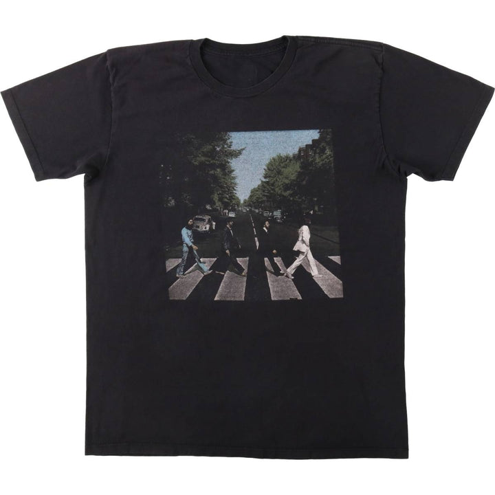 THE BEATLES Band T-shirt, Men's L size cotton black type Vintage Second Hand