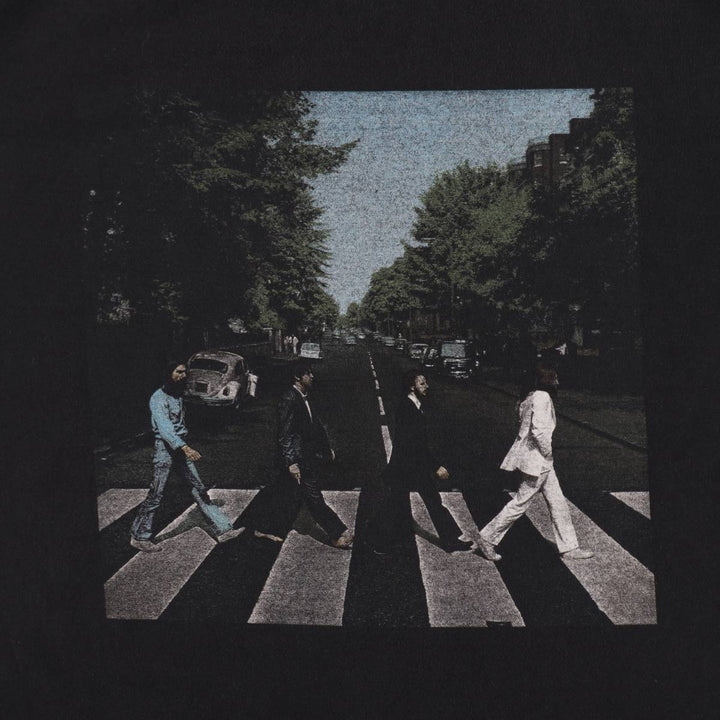 THE BEATLES Band T-shirt, Men's L size cotton black type Vintage Second Hand