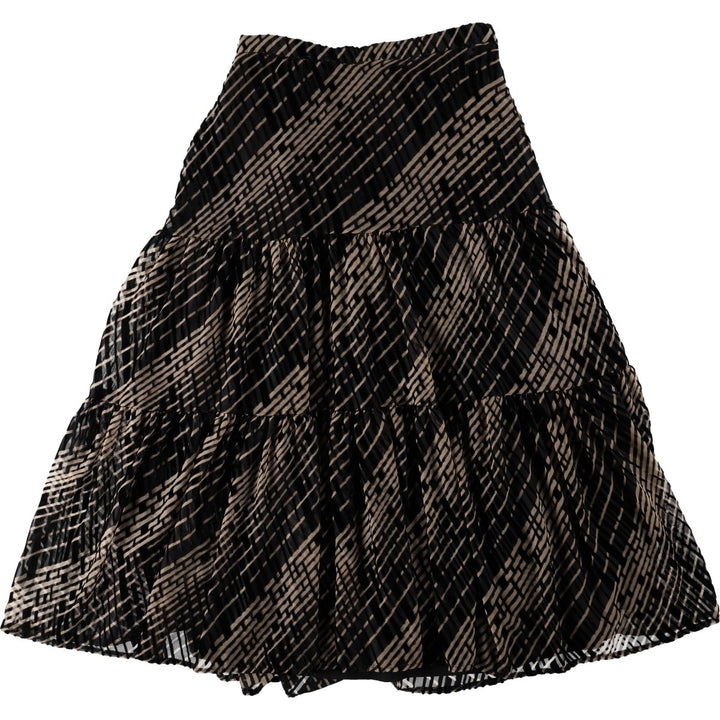 PASCAL Check Pattern Long Tiered Skirt (Women's Size S) others beige type brown Vintage Second Hand