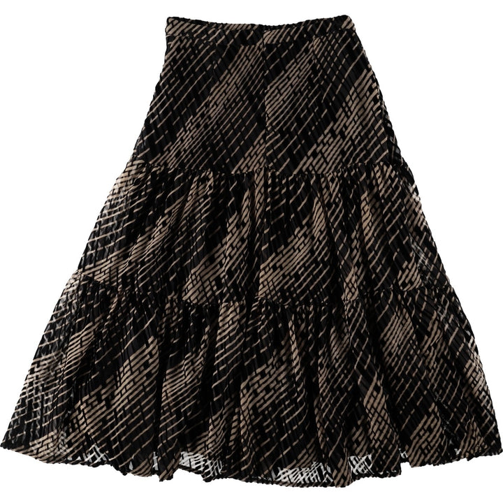 PASCAL Check Pattern Long Tiered Skirt (Women's Size S) others beige type brown Vintage Second Hand